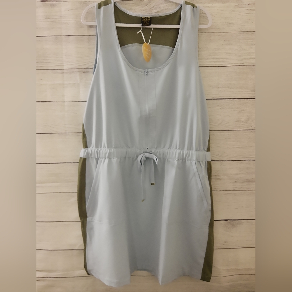 Laila Ali Traveler Tank Dress with Pockets XL Blue Olive - Picture 4 of 16
